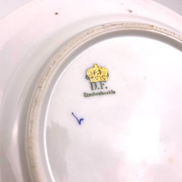 Set of 3 Antique Angelica Kauffman Style D.F.Czech Plates 61/4" Cobalt &Gold 22K - Picture 5 of 13